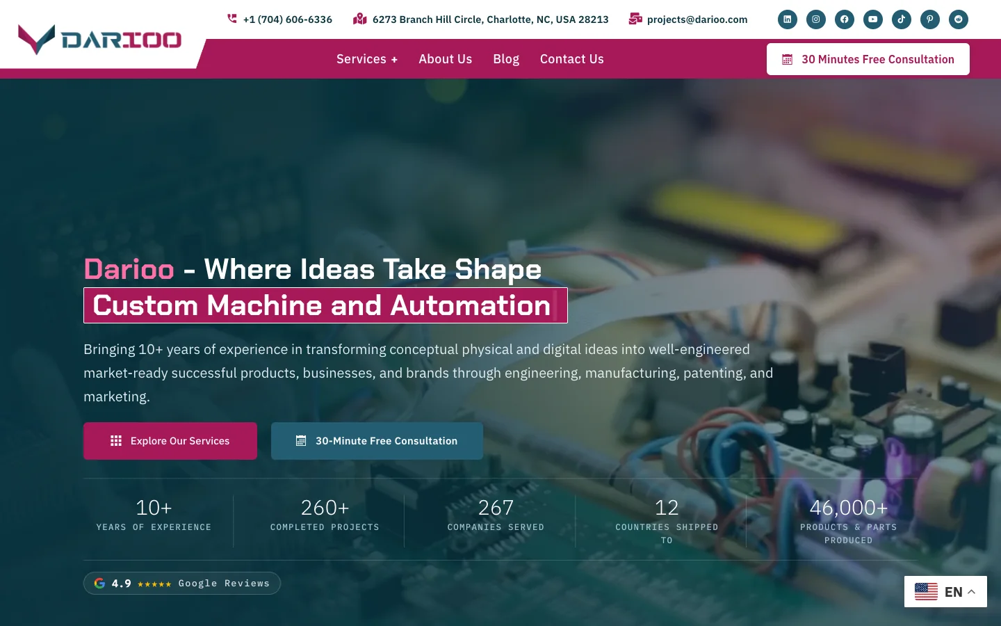 Darioo industrial manufacturing website