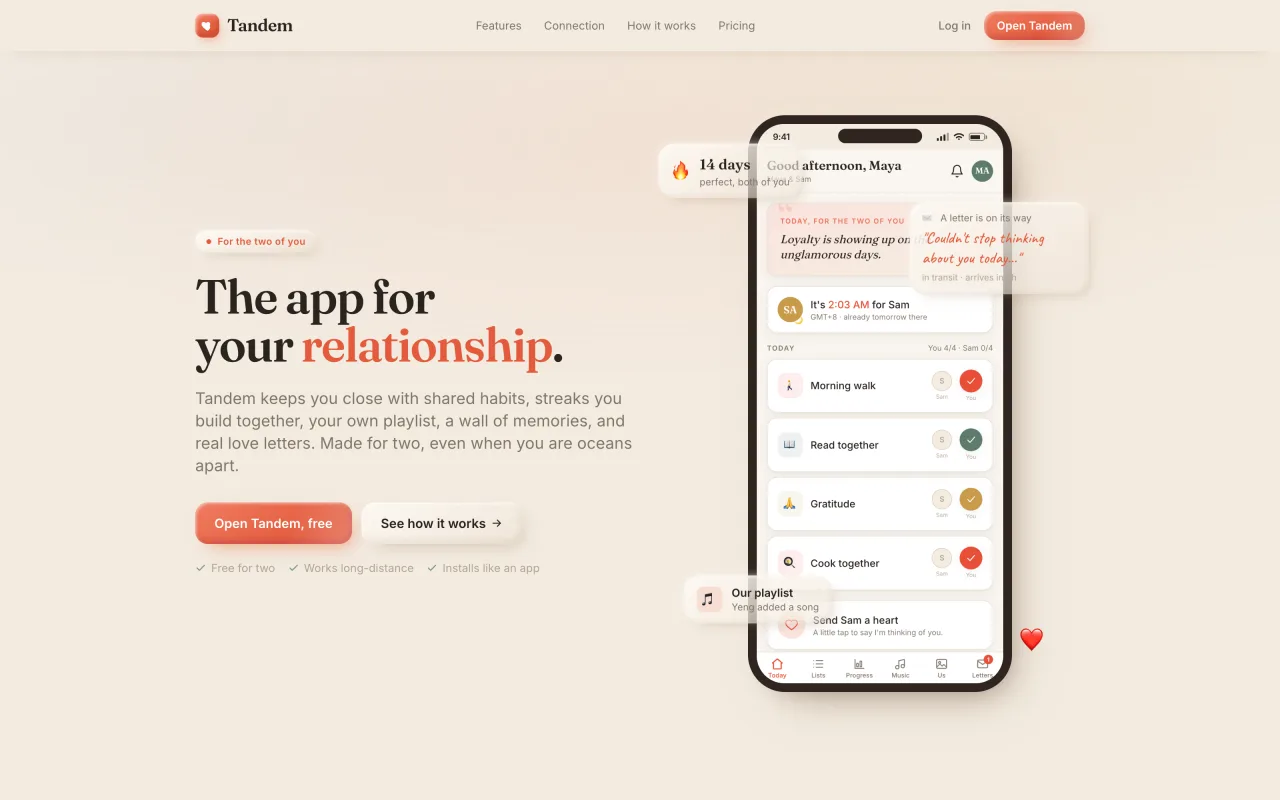 Tandem website and mobile app preview